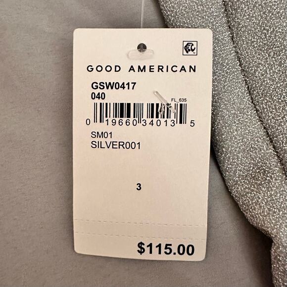 Good American '90s Hot Shoulder‎ One Piece in Silver Size 3 Brand New - Picture 9 of 12